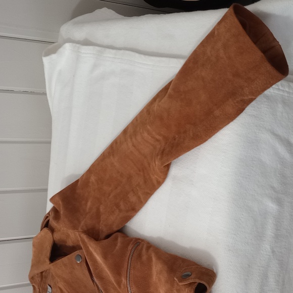 ASOS 100% REAL SUEDE LEATHER JACKET CAMEL/Rust color - Picture 5 of 14